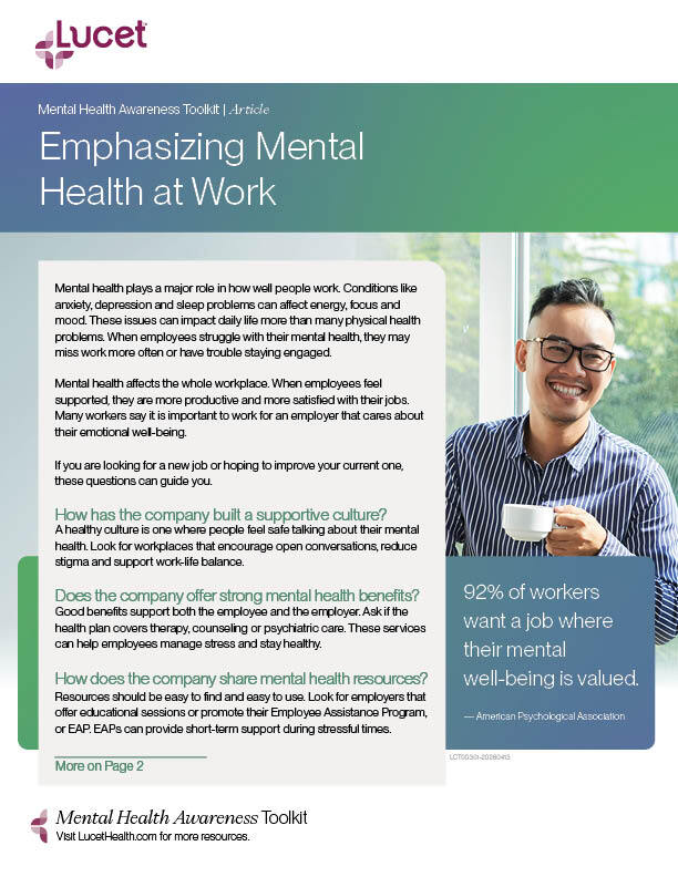 Emphasizing Mental Health Work