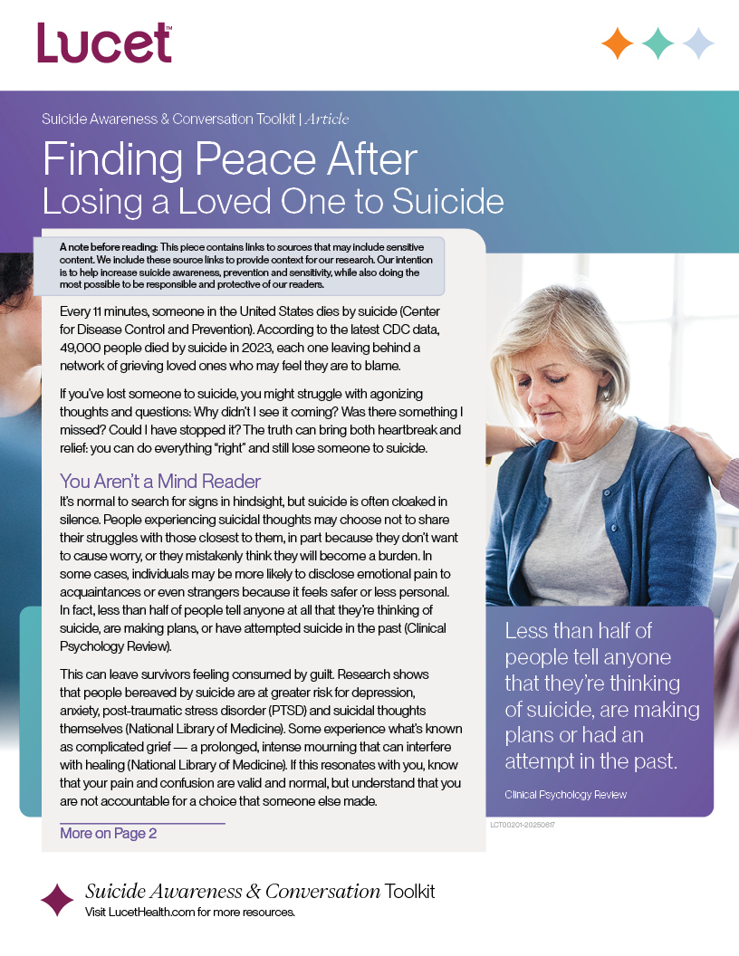 Finding Peace after Losing a Loved One to Suicide