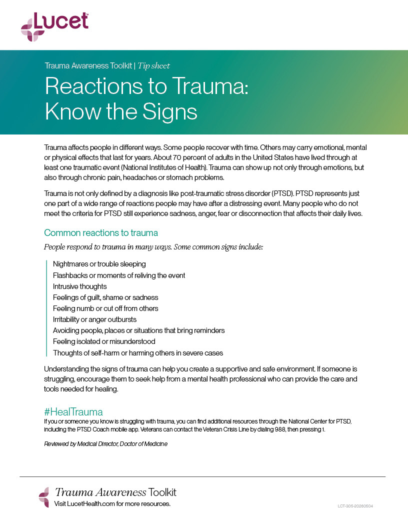 Reactions to Trauma: Know the Signs